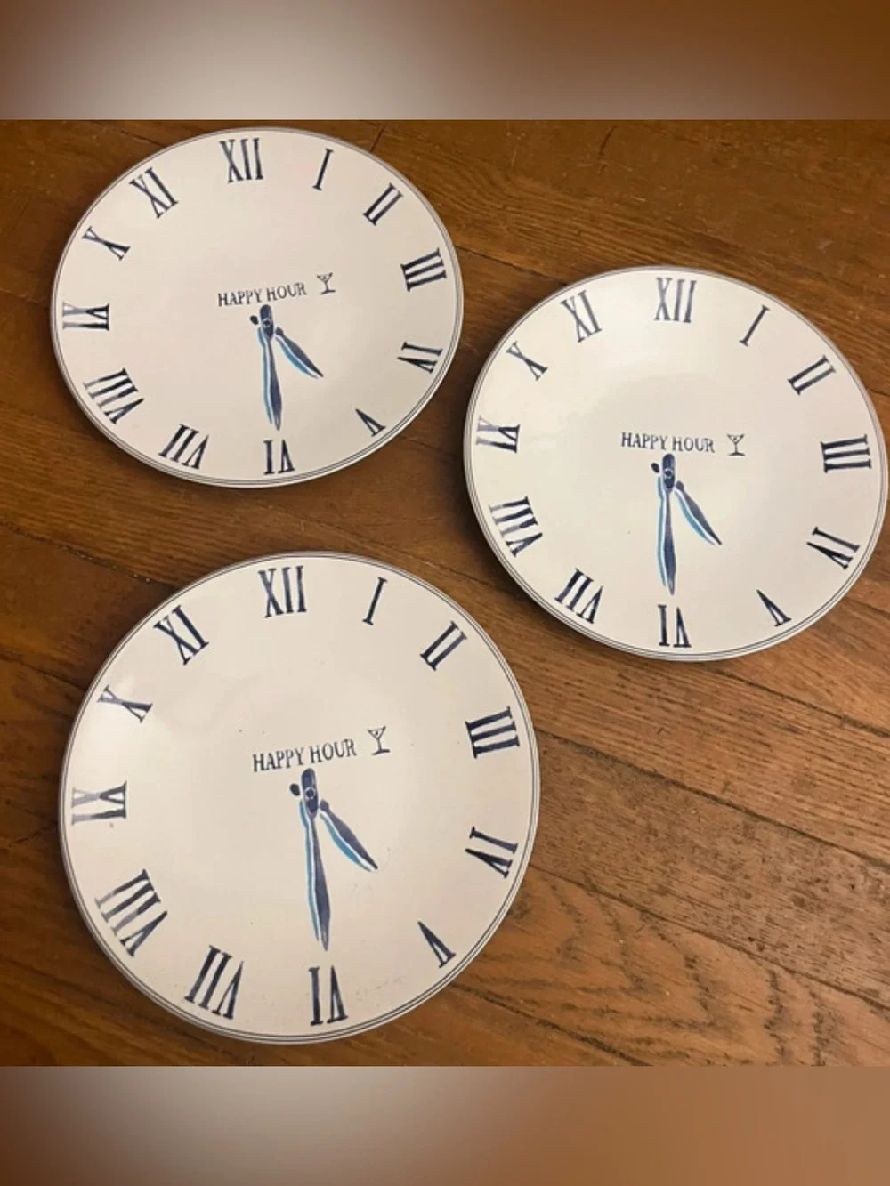 Time For Brunch Blue and White Decorative Wall Plates - Set of 12